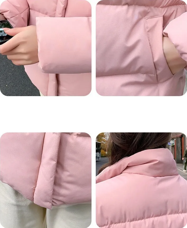 Women's Quilted Puffer Jacket with In-Seam Pockets for Warmth