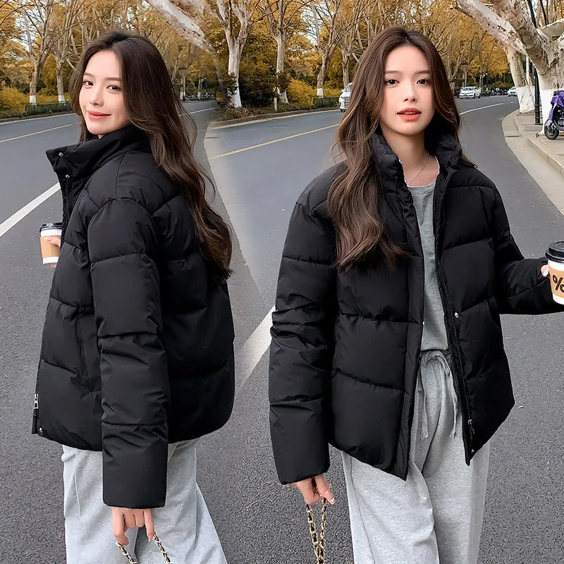 Women's Quilted Puffer Jacket with In-Seam Pockets for Warmth