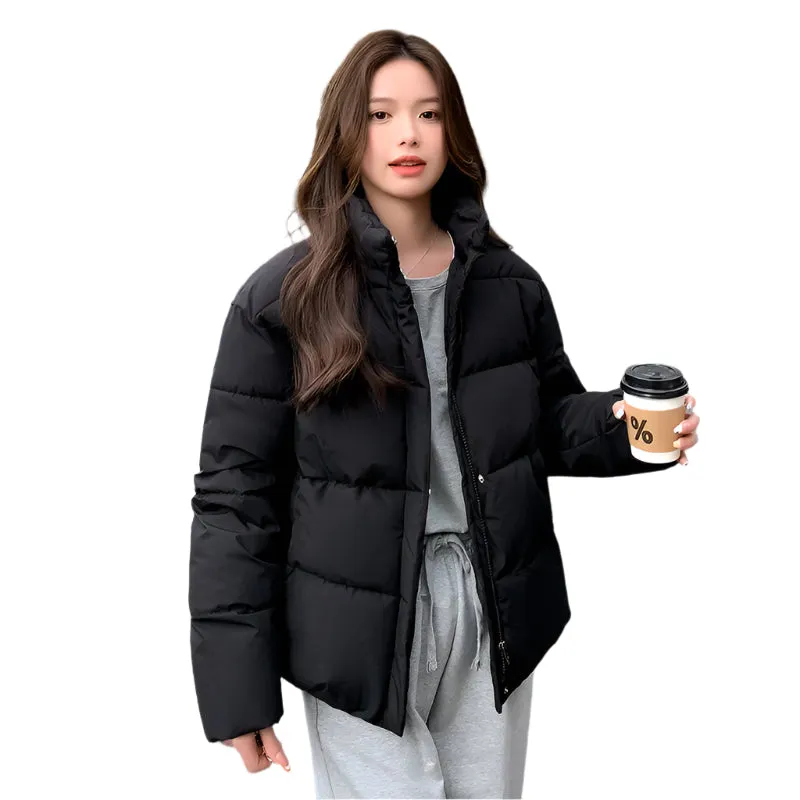 Women's Quilted Puffer Jacket with In-Seam Pockets for Warmth