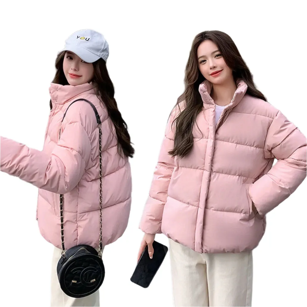 Women's Quilted Puffer Jacket with In-Seam Pockets for Warmth