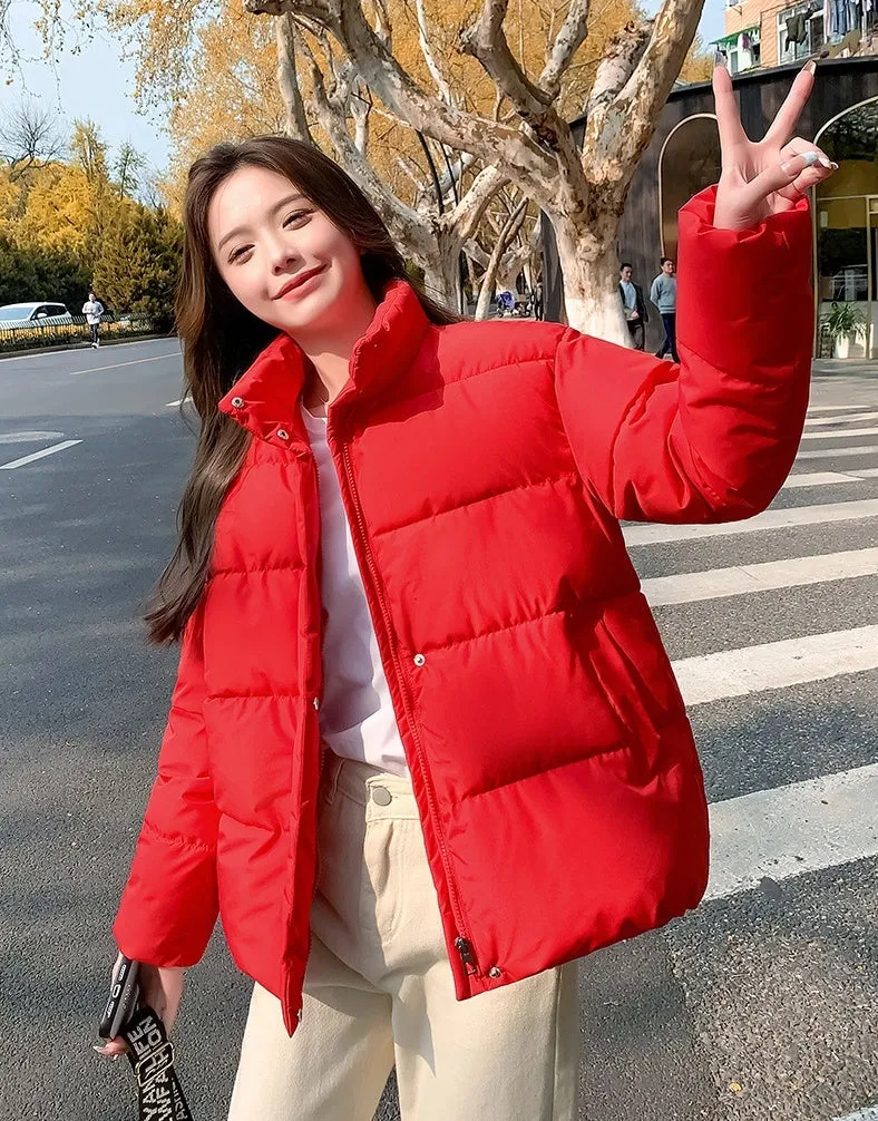 Women's Quilted Puffer Jacket with In-Seam Pockets for Warmth