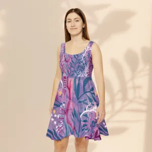 Women's Skater Dress - Purple Seaweed