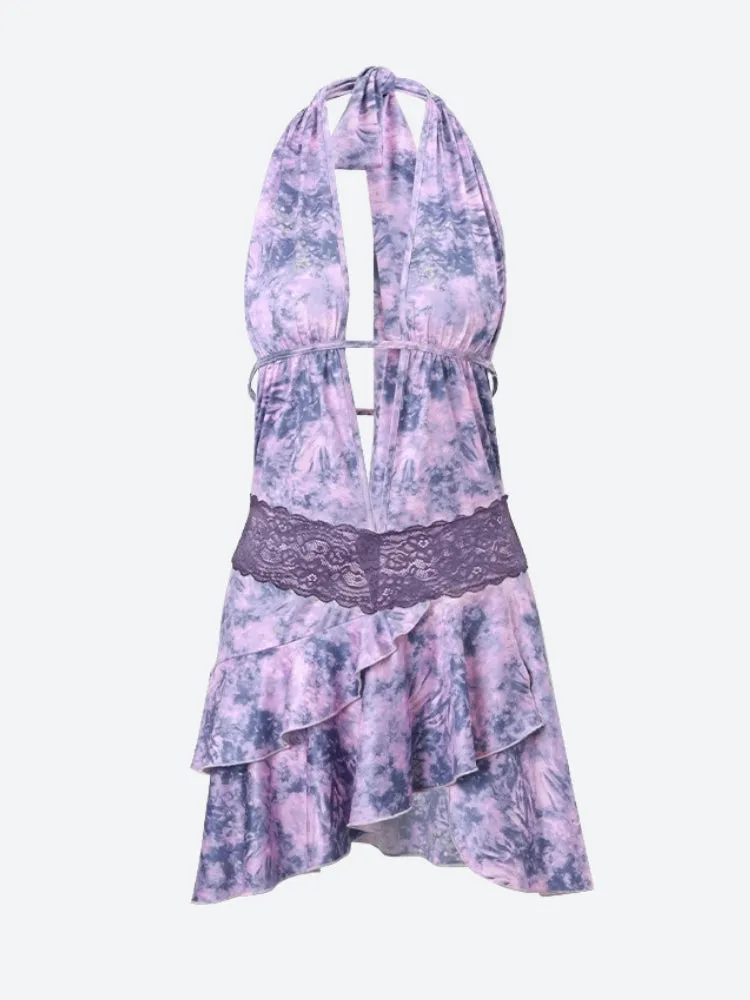 Y2K Backless Halter Neck Mini Dress