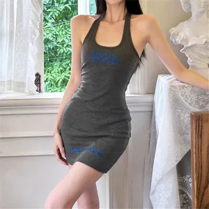 Y2K Halter Neck Bodycon Mini Dress