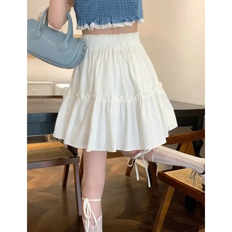 Y2K High Waist Preppy Style Skirt with Fun Patchwork Detail