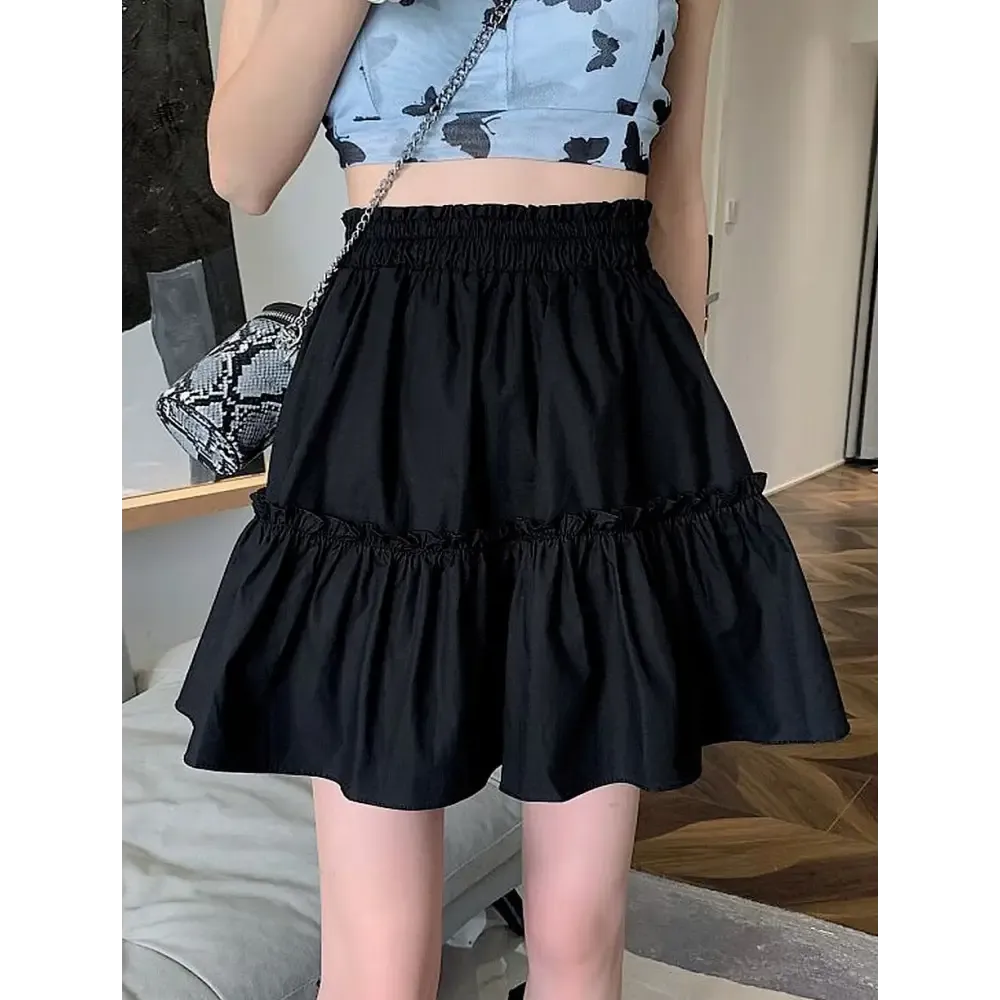 Y2K High Waist Preppy Style Skirt with Fun Patchwork Detail