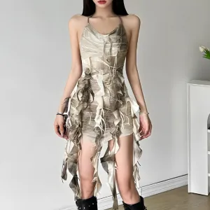 Y2K Ruffled Backless Mini Dress