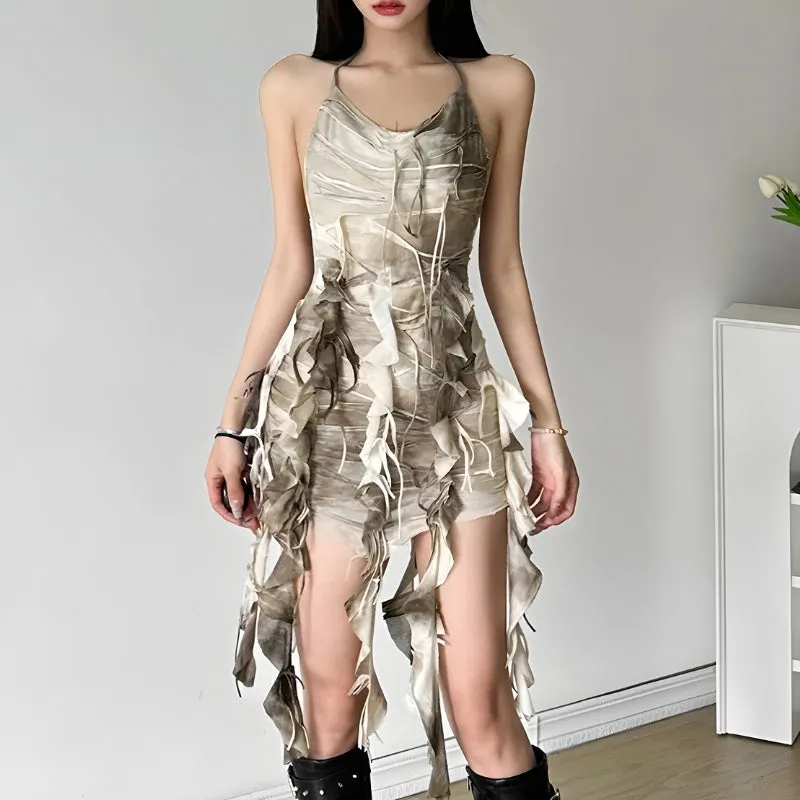 Y2K Ruffled Backless Mini Dress