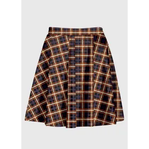 Y2K Skater Flare Skirt with Polyester Spandex Elastic Waistband