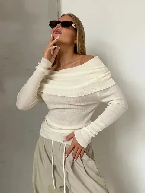 Yanet® | Elegant off-the-shoulder knit sweater