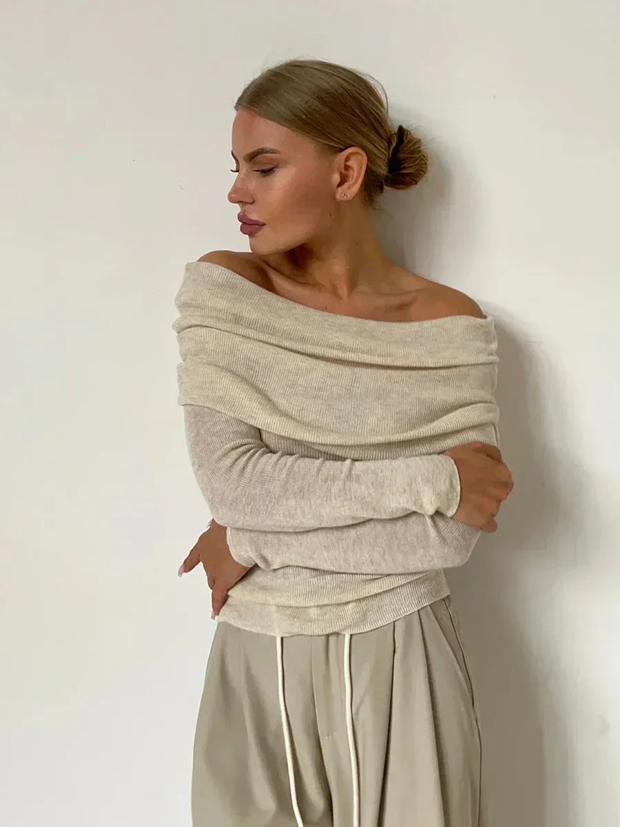 Yanet® | Elegant off-the-shoulder knit sweater