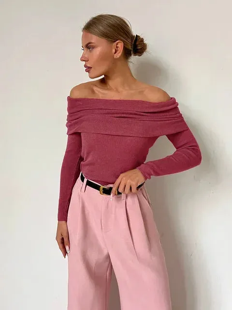 Yanet® | Elegant off-the-shoulder knit sweater