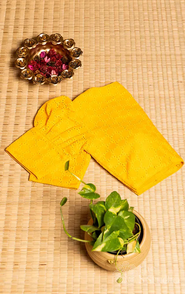 Yellow hakoba  cotton readymade blouse