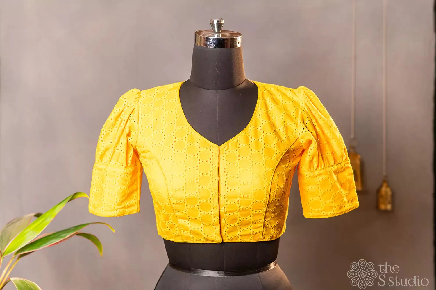 Yellow hakoba  cotton readymade blouse