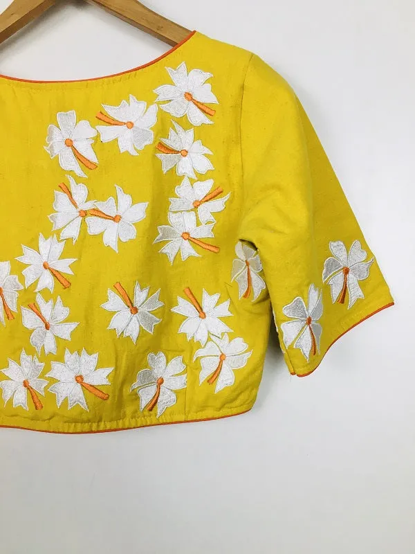 Yellow Parijat Embroidery Blouse