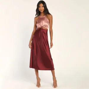 You're A Gift Colorblock Halted Neck Dress
