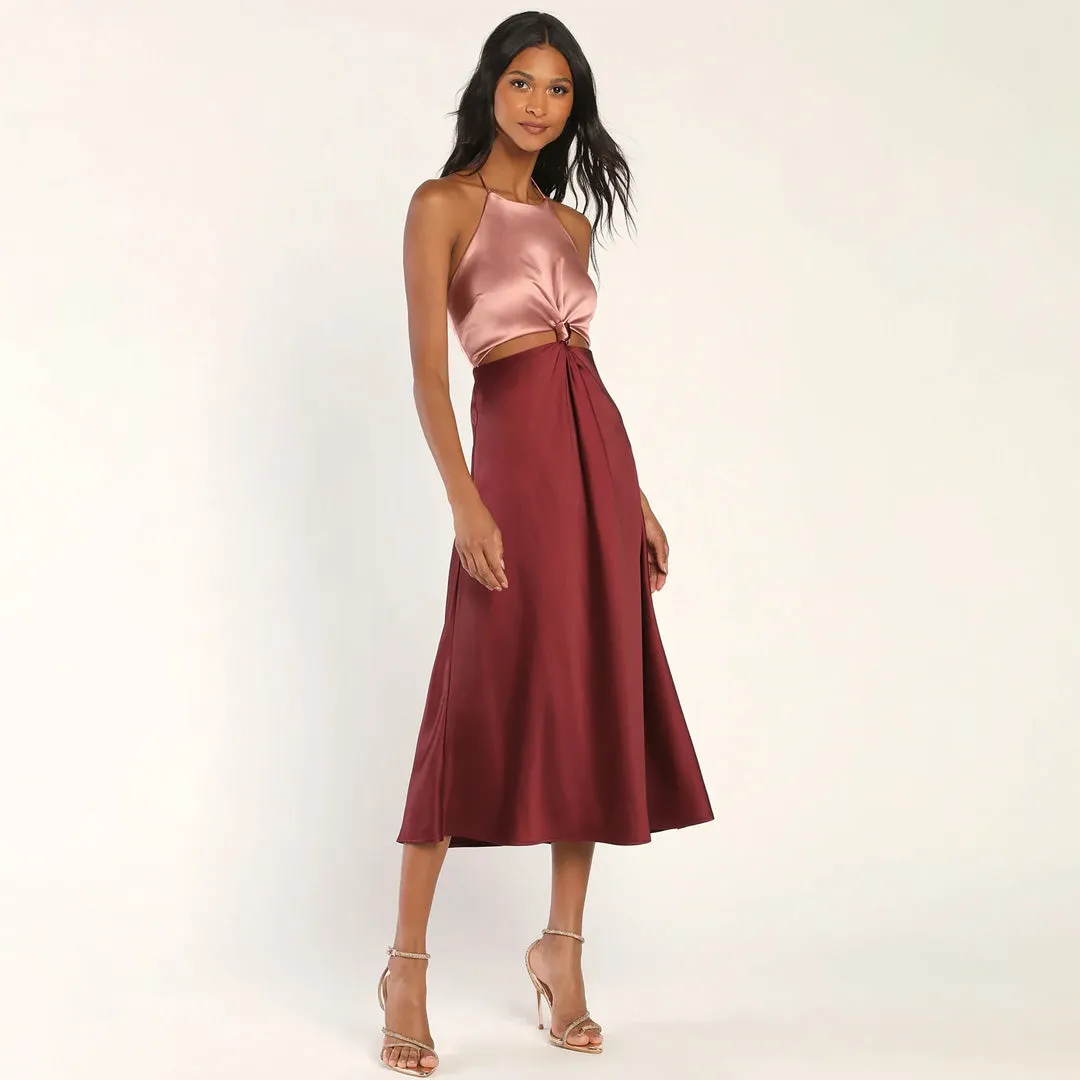 You're A Gift Colorblock Halted Neck Dress