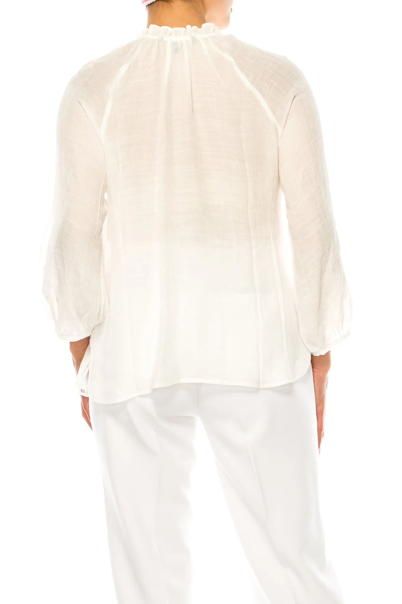 Zac & Rachel Embroidered Detail Tie Neck Top