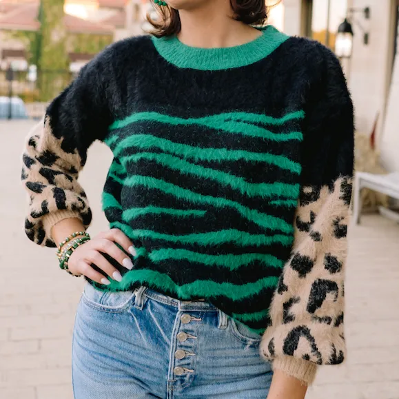 Zebra State of Mind Fuzzy Sweater Top - FINAL SALE