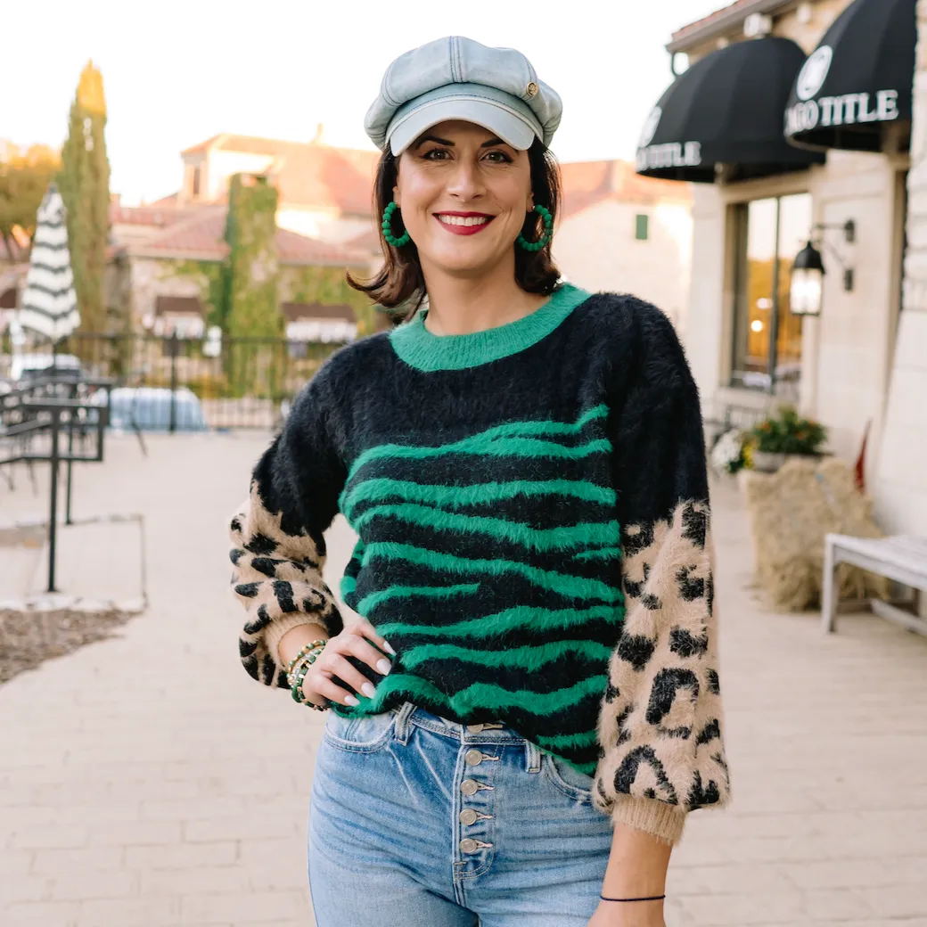 Zebra State of Mind Fuzzy Sweater Top - FINAL SALE