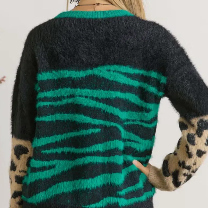 Zebra State of Mind Fuzzy Sweater Top - FINAL SALE