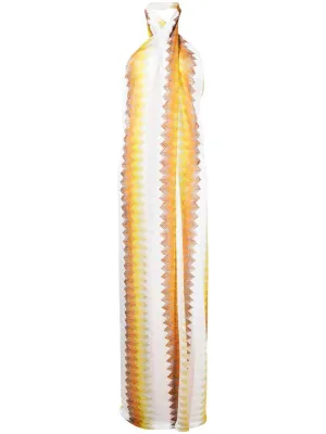 Zig-zag halterneck maxi dress